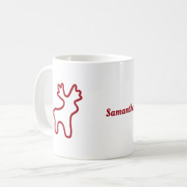 Rotes Rentier Kontur personalisierter Name Kaffeetasse