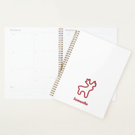 Rotes Rentier Kontur personalisierter Name Planer