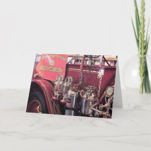 Rotes REO Speed Wagon-Feuerwehrfahrzeug Karte