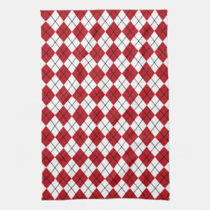 Rotes Retro-Argyle-Küchenhandtuch-Geschenk Geschirrtuch