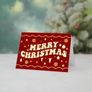 Rotes Retro-Groovy Frohe Weihnachten