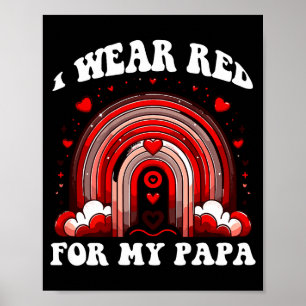 Rotes Retro-Papa-Herzkrankheitsbewusstsein Regenbo Poster