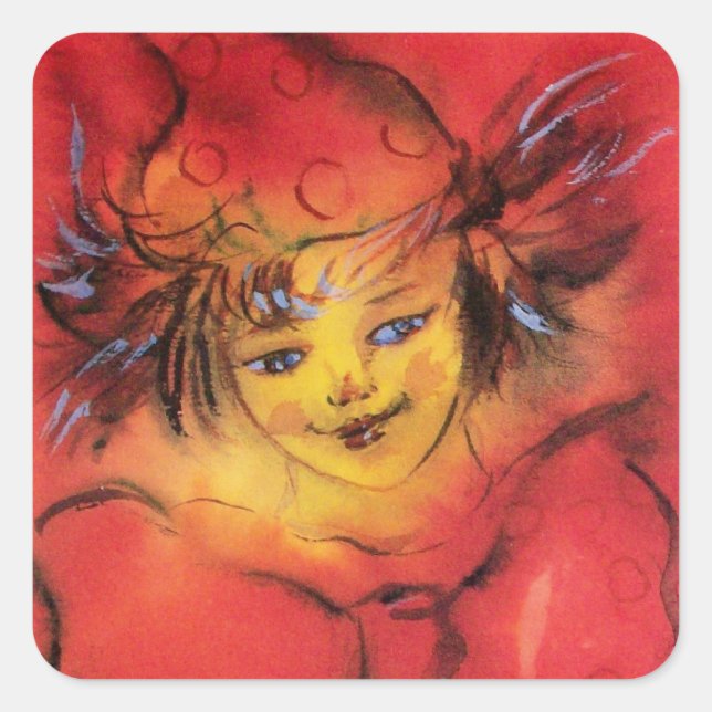 ROTES RIBBON QUADRATISCHER AUFKLEBER (Vorderseite)