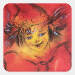 ROTES RIBBON QUADRATISCHER AUFKLEBER