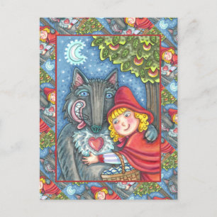 ROTES RIDING HOOD, WOLVES BRAUCHEN HUMEN ZU VALENT FEIERTAGSPOSTKARTE