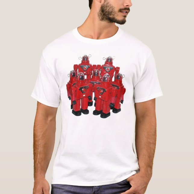 Rotes Roboter-Shirt T-Shirt (Vorderseite)