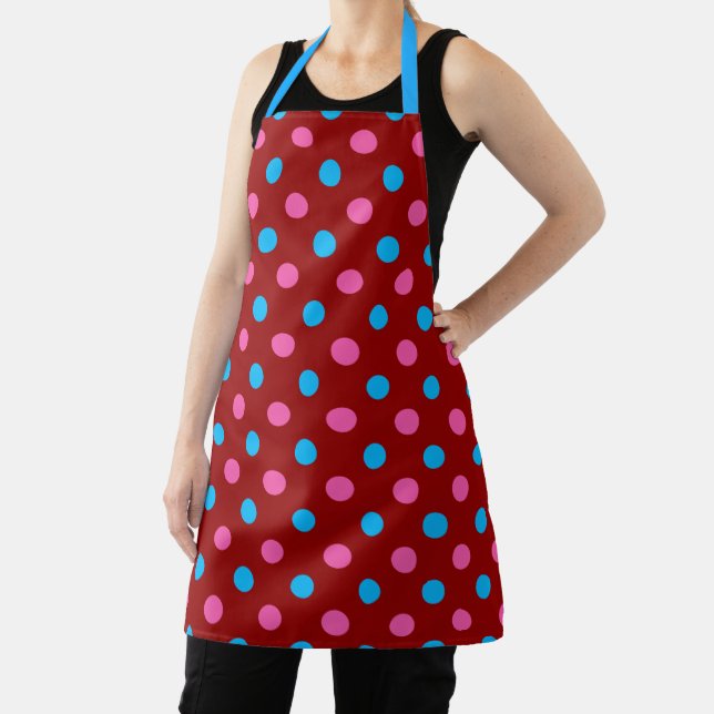 Rotes Rosa Blaues Polka-Punkt-Muster Schürze (InSitu)