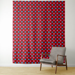 Rotes Rosa Blaues Polka-Punkt-Muster Wandteppich