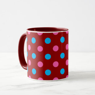 Rotes Rosa Blaues Tupfenmuster Tasse