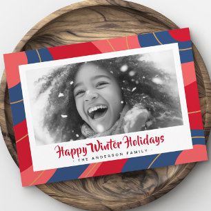 Rotes rosa dunkelblaues Retro-Frohe Weihnachten Fo