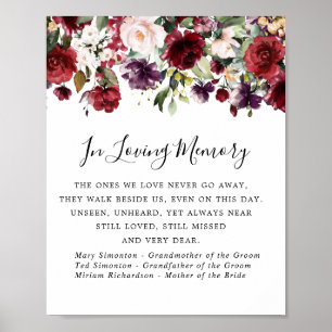 Rotes Rosa Florales Hochzeitsgedenkzeichen Poster