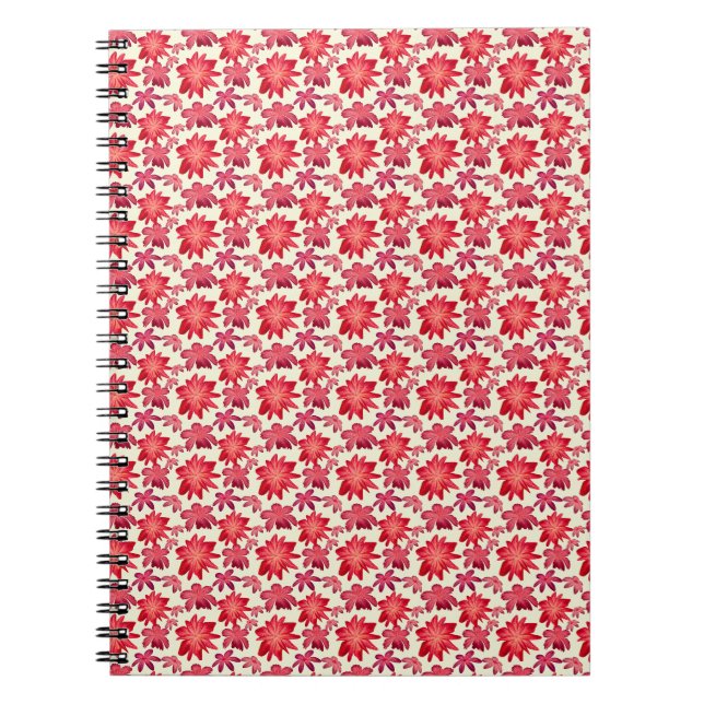 Rotes rosa florales nahtloses Muster dunkle Ästhet Notizblock (Vorderseite)