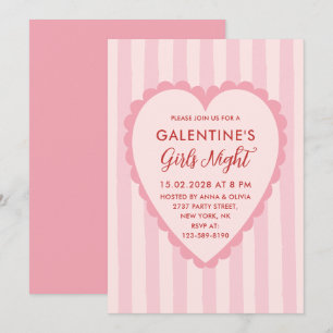 Rotes Rosa Handgezeichneter Galentine's Mädchenabe Einladung