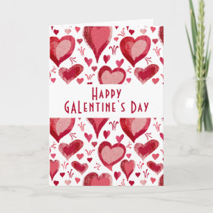 Rotes rosa Herz Muster Frohen Galentine`s Tag  Feiertagskarte