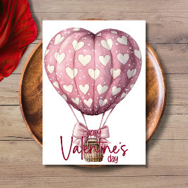 Rotes rosa Herzballon Frohen Valentinstag Feiertagskarte
