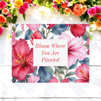 Rotes Rosa Inspirierendes Zitat Floral Postkarte