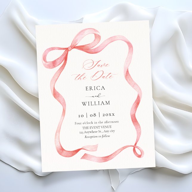 Rotes rosa Schleifenband Save The Date (Von Creator hochgeladen)
