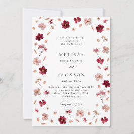 Rotes Rosa und Creme, blumengeschmückte Einladung 