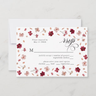 Rotes Rosa und Creme, Blumenkohl-Antwortkarte RSVP Karte