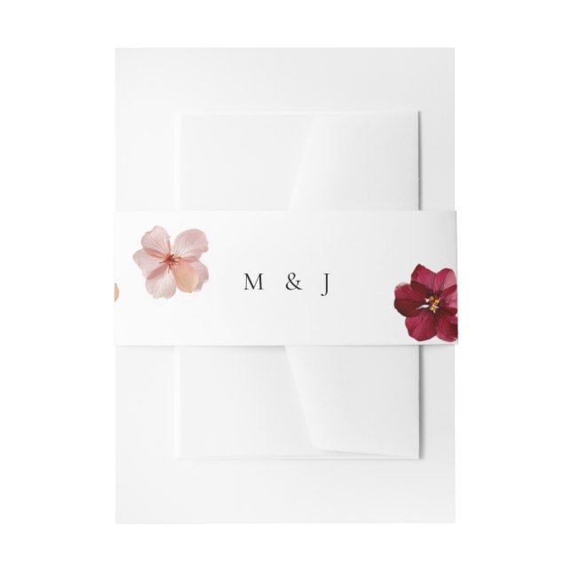 Rotes Rosa und Creme, blumenreiche Hochzeit Einladungsbanderole (Vorderseite Beispiel)