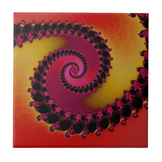 Rotes Rosa und Gelber Sonnenaufgang Spiralisches F Fliese