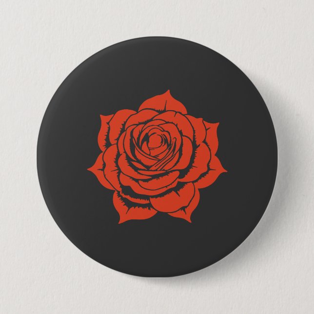 Rotes Rosen-Blumendesign - Großer Knopf Button (Vorderseite)