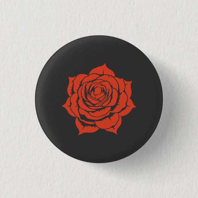 Rotes Rosen-Blumendesign - Kleiner Knopf Button (Vorderseite)