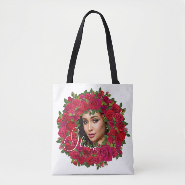 Rotes Rosen-Fotodesign mit individuellem Text (Vorderseite)