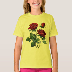 Rotes Rosen Mädchen Basic T-Shirt
