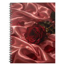 Rotes Rosen Notizbuch | Rosa Satin Feminines Gesch