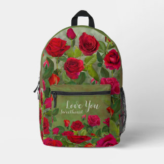 Rotes Rosen-Romantik-Design mit voller Anpassungsm Bedruckter Rucksack