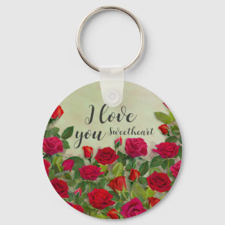 Rotes Rosen-Romantik-Design mit voller Anpassungsm Schlüsselanhänger