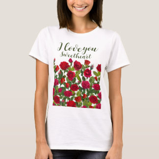 Rotes Rosen-Romantik-Design mit voller Anpassungsm T-Shirt