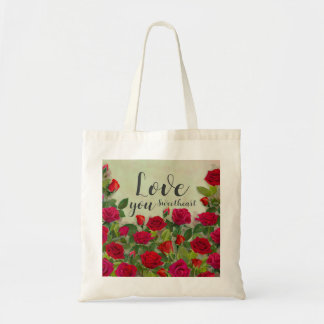 Rotes Rosen-Romantik-Design mit voller Anpassungsm Tragetasche