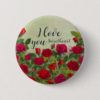 Rotes Rosen-Romantikdesign mit voller Anpassungsmö Button
