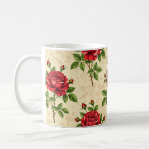 Rotes Rosen-Vintage-Muster Kaffeetasse