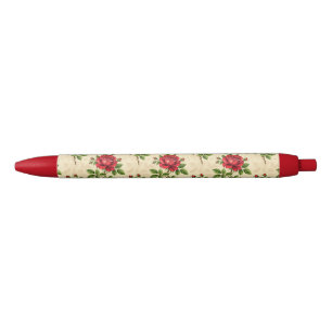 Rotes Rosen-Vintage-Muster Kugelschreiber