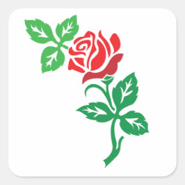 Rotes Rosenblumendesign – Klassische Blumenpracht Quadratischer Aufkleber