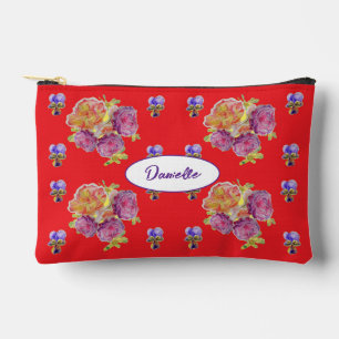 Rotes Rosenblumenmuster Shabby Wasserfarbe Mädchen Zubehörtasche