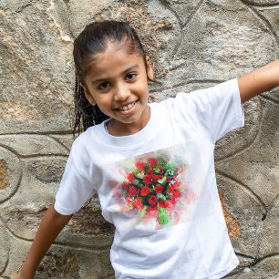 Rotes Rosenbouquet Aquarell auf weißem Hintergrund T-Shirt