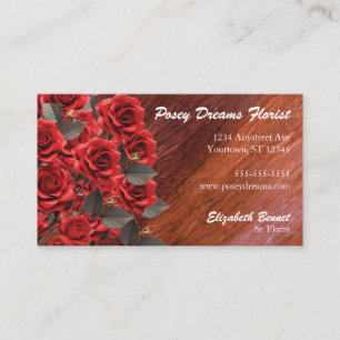 Rotes Rosenbouquet Florist Florales Design Visitenkarte