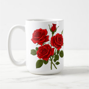 Rotes Rosenbouquet Kaffeetasse