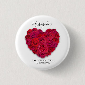 Rotes Rosenherz Romantisches Florales Benutzerdefi Button