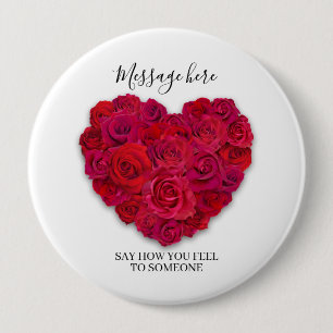 Rotes Rosenherz Romantisches Florales Benutzerdefi Button