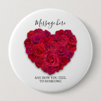 Rotes Rosenherz Romantisches Florales Benutzerdefi Button