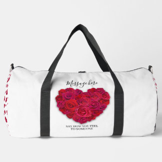 Rotes Rosenherz Romantisches Florales Benutzerdefi Duffle Bag