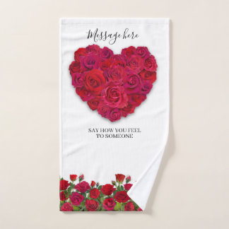 Rotes Rosenherz Romantisches Florales Benutzerdefi Handtuch