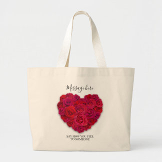 Rotes Rosenherz Romantisches Florales Benutzerdefi Jumbo Stoffbeutel