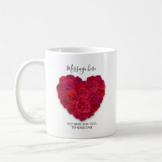 Rotes Rosenherz Romantisches Florales Benutzerdefi Kaffeetasse