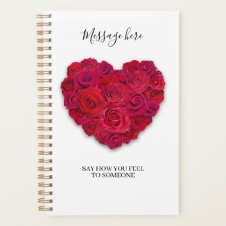 Rotes Rosenherz Romantisches Florales Benutzerdefi Planer
